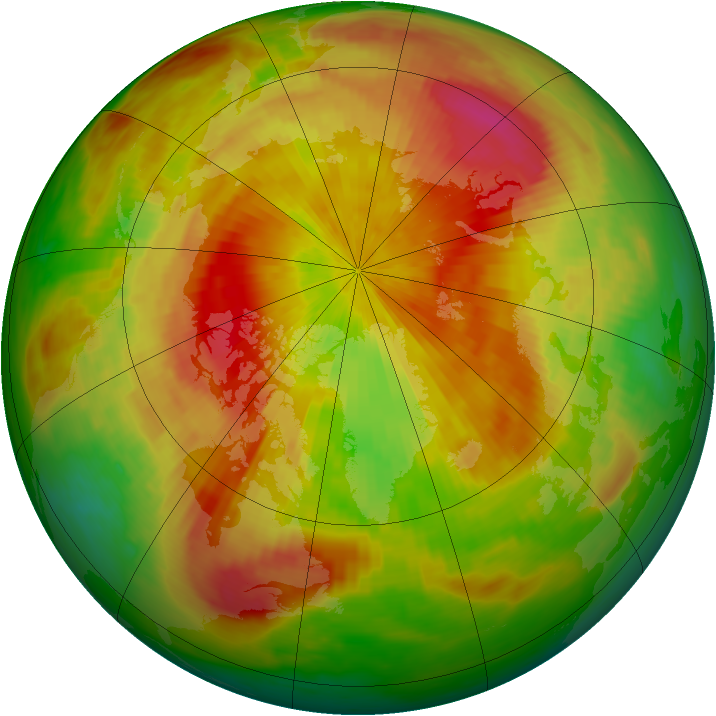 Arctic ozone map for 22 April 1989
